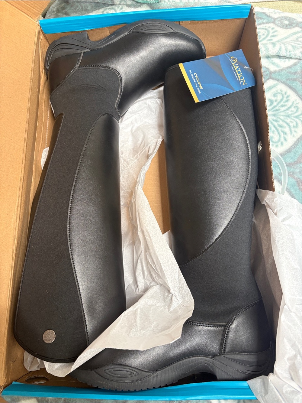 Ovation Black Tall Riding Heeled Boots sz 7